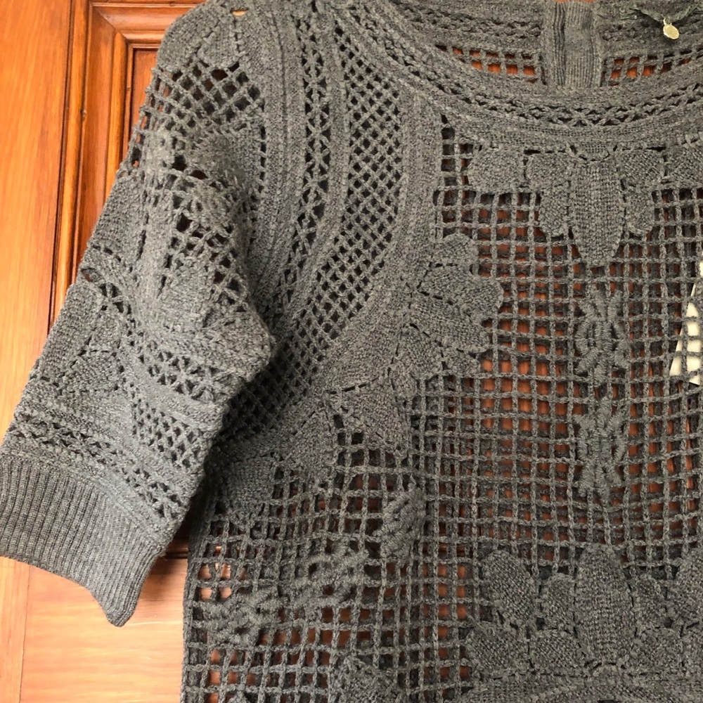 Anthropologie Knitted & Knotted Crochet Sweater